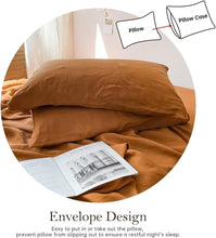Load image into Gallery viewer, Elegant 4-Piece Rust Linen Bedding Set - King Size Pre-Washed Farmhouse Style