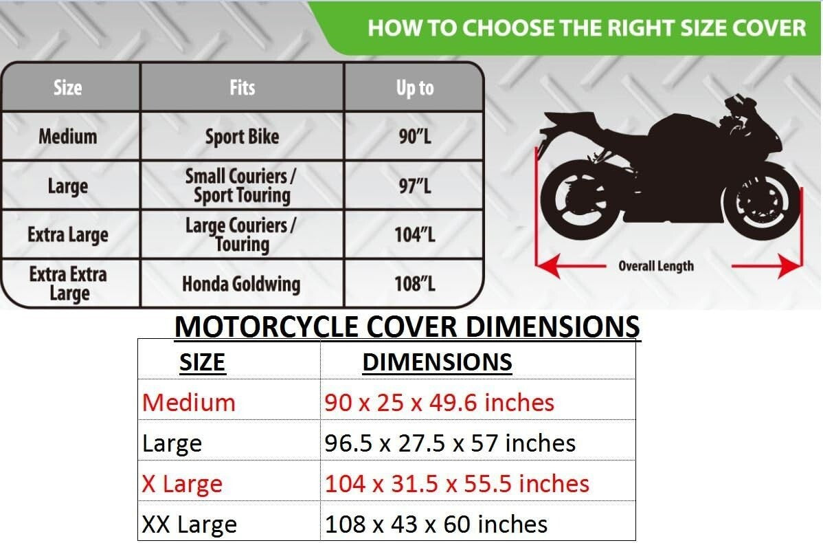 Extra Large Motorcycle Cover - Weatherproof & Secure Motorcycle Storage Solution