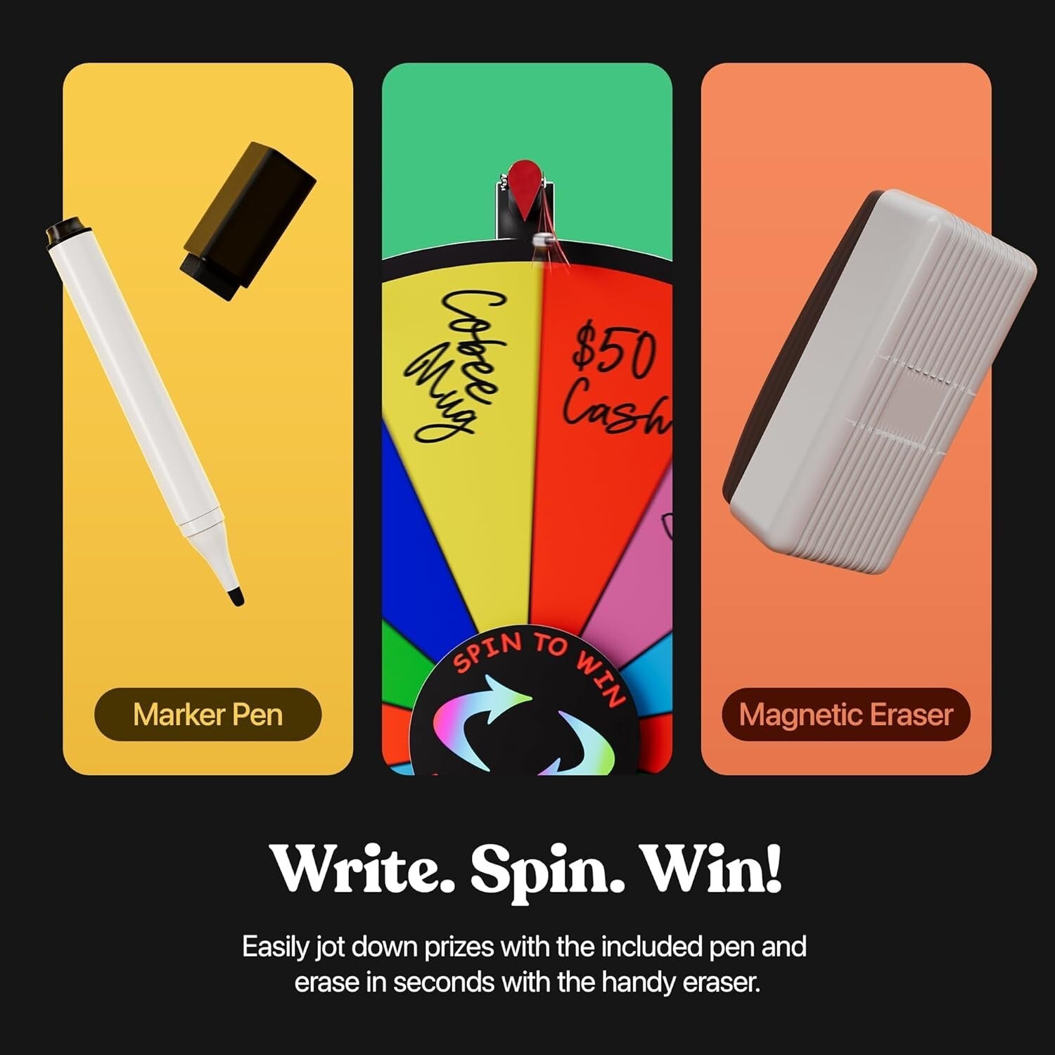 Durable 14-Slot Prize Wheel with Smooth Spin - Ideal for Carnivals & Trade Shows