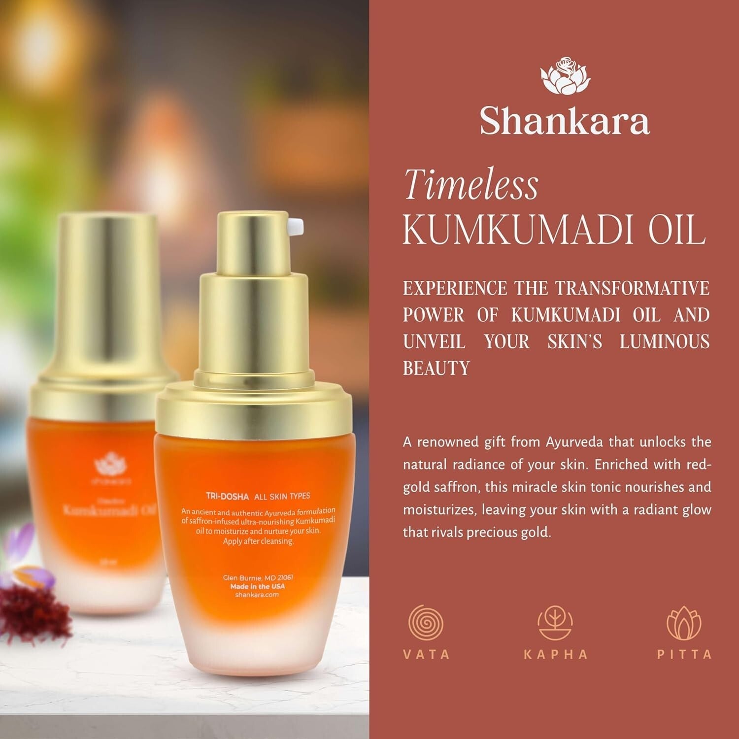 Ayurvedic Kumkumadi Oil with Original Aroma 18ml - Spao-Quality Skin Treatment