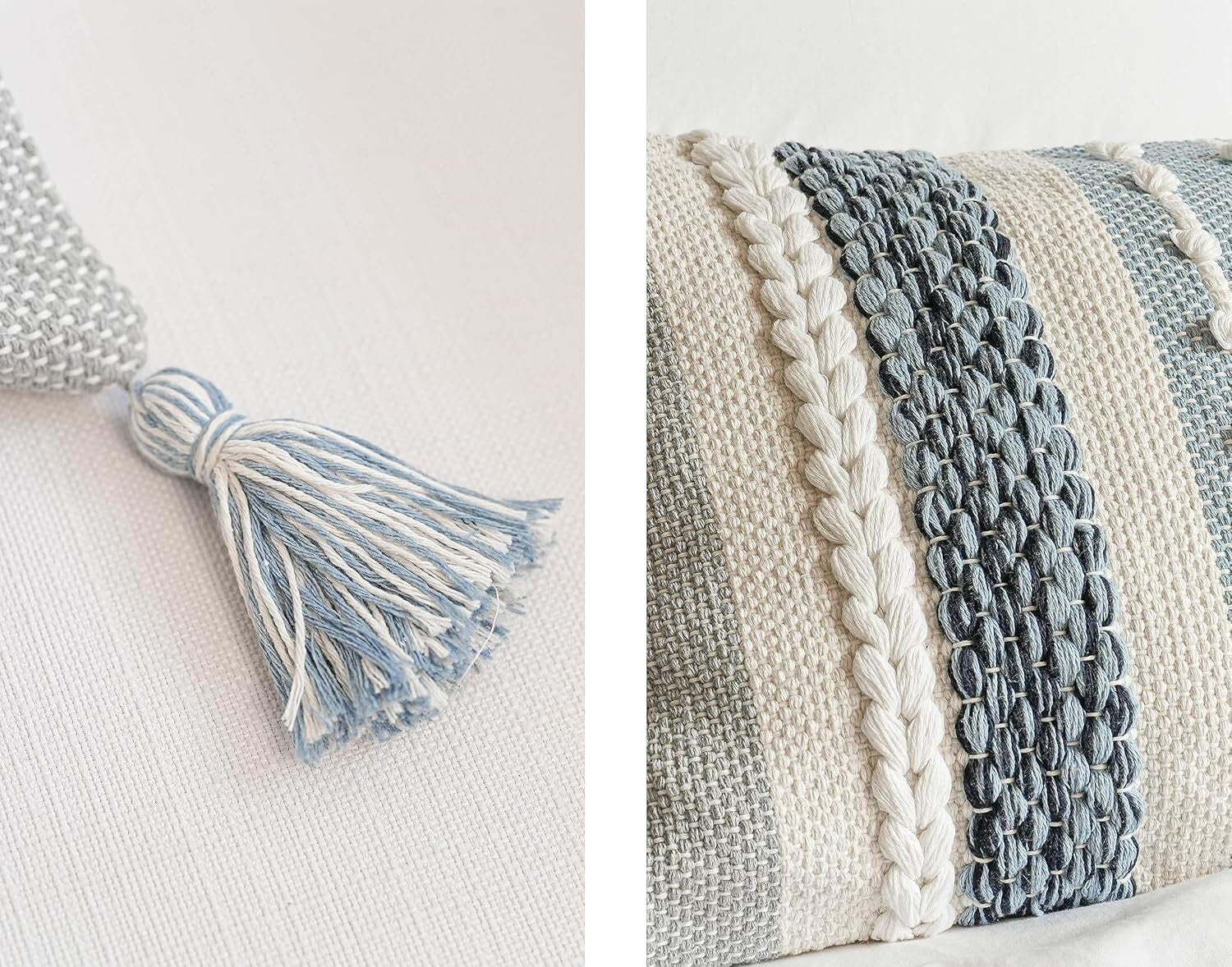 Artisan-Made 14x36 Coastal Blue Decorative Lumbar Pillow Cover for Modern Spaces