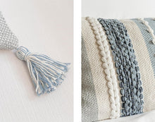Load image into Gallery viewer, Artisan-Made 14x36 Coastal Blue Decorative Lumbar Pillow Cover for Modern Spaces