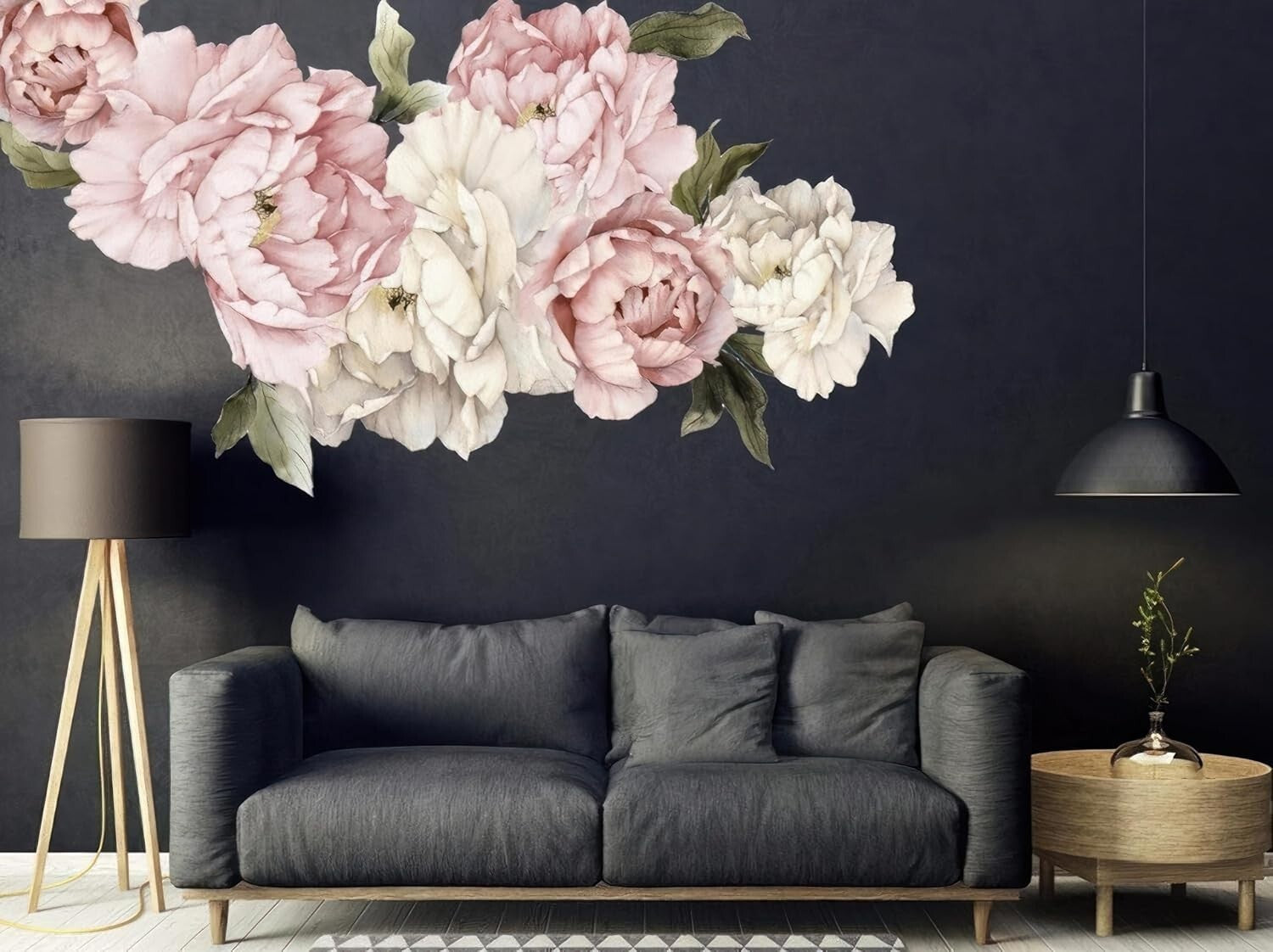 Vibrant Peony Bouquet Removable Wall Decals - Perfect for Bedroom and Nursery