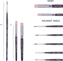 Load image into Gallery viewer, Kolinsky Sable Brush Set for Miniature Painting - Sizes 5/0 to 3, Walnut Handle