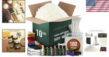 Load image into Gallery viewer, 10 lb Natural Soy Wax Kit with Wicks, Stickers, &amp; Fragrance for Beginners