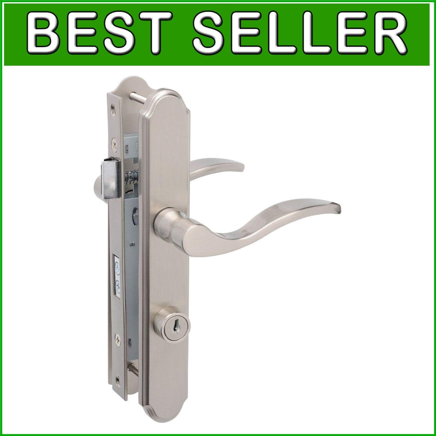 Durable Satin Nickel Door Lock Set with Mortise Lever and Ambidextrous Design