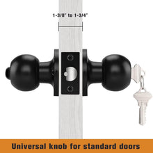 Load image into Gallery viewer, Flat Black Keyed Alike Round Door Knobs – 4 Pack Stainless Steel Security