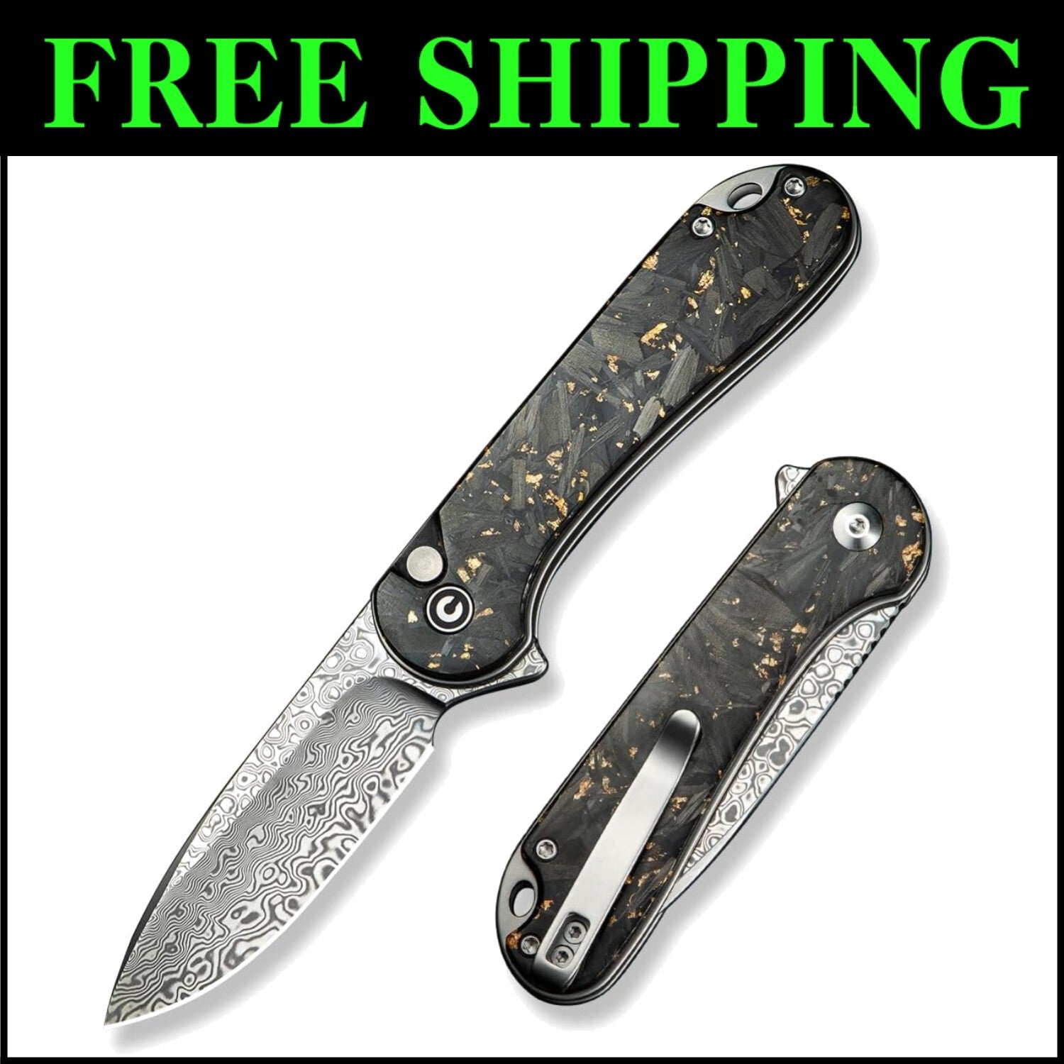 Elegant 2.96" Damascus Blade Knife with Deep Carry Clip for EDC Enthusiasts