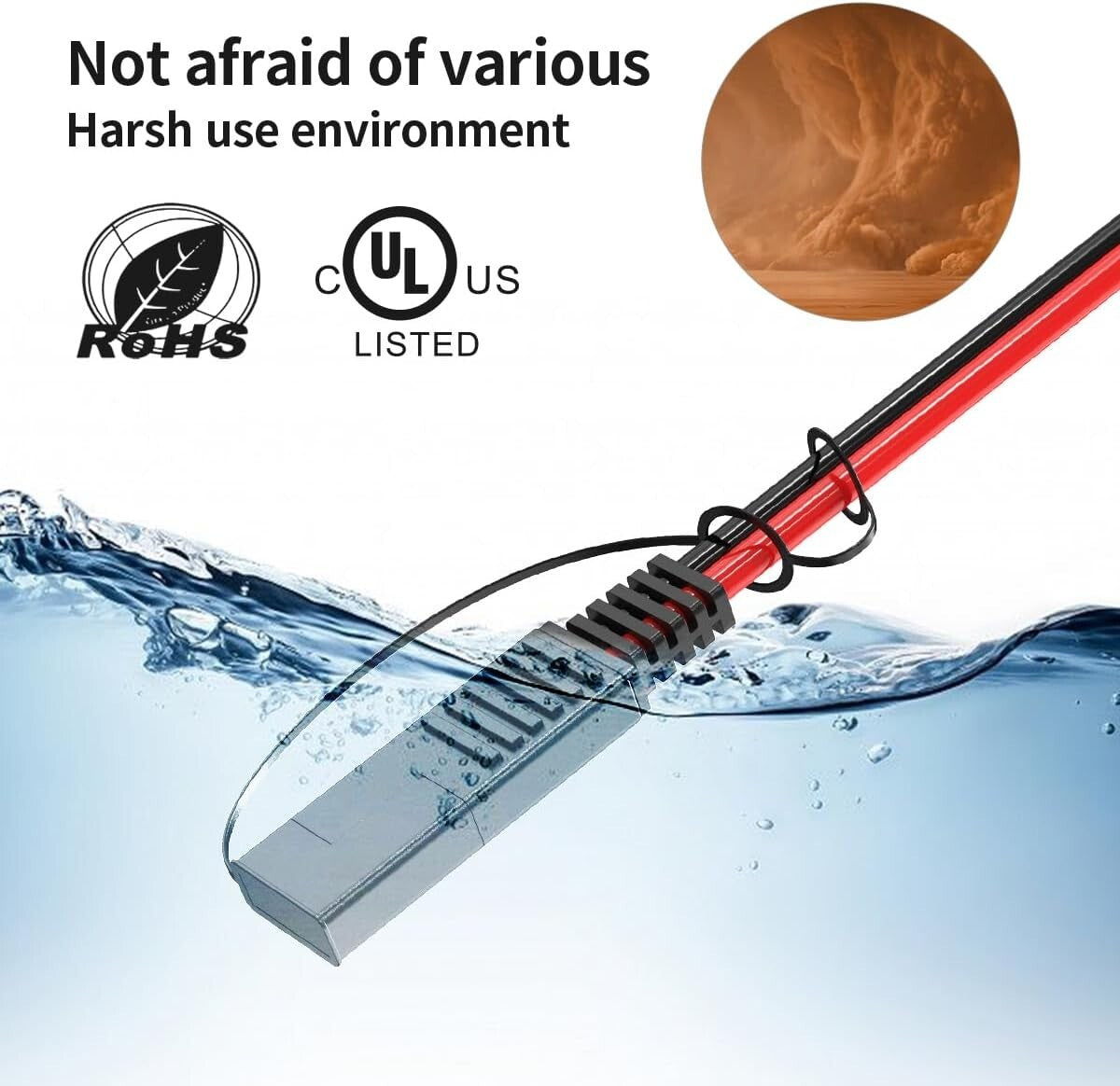 Heavy-Duty SAE Extension Cable - 35FT with Waterproof Cap & Polarity Adapter