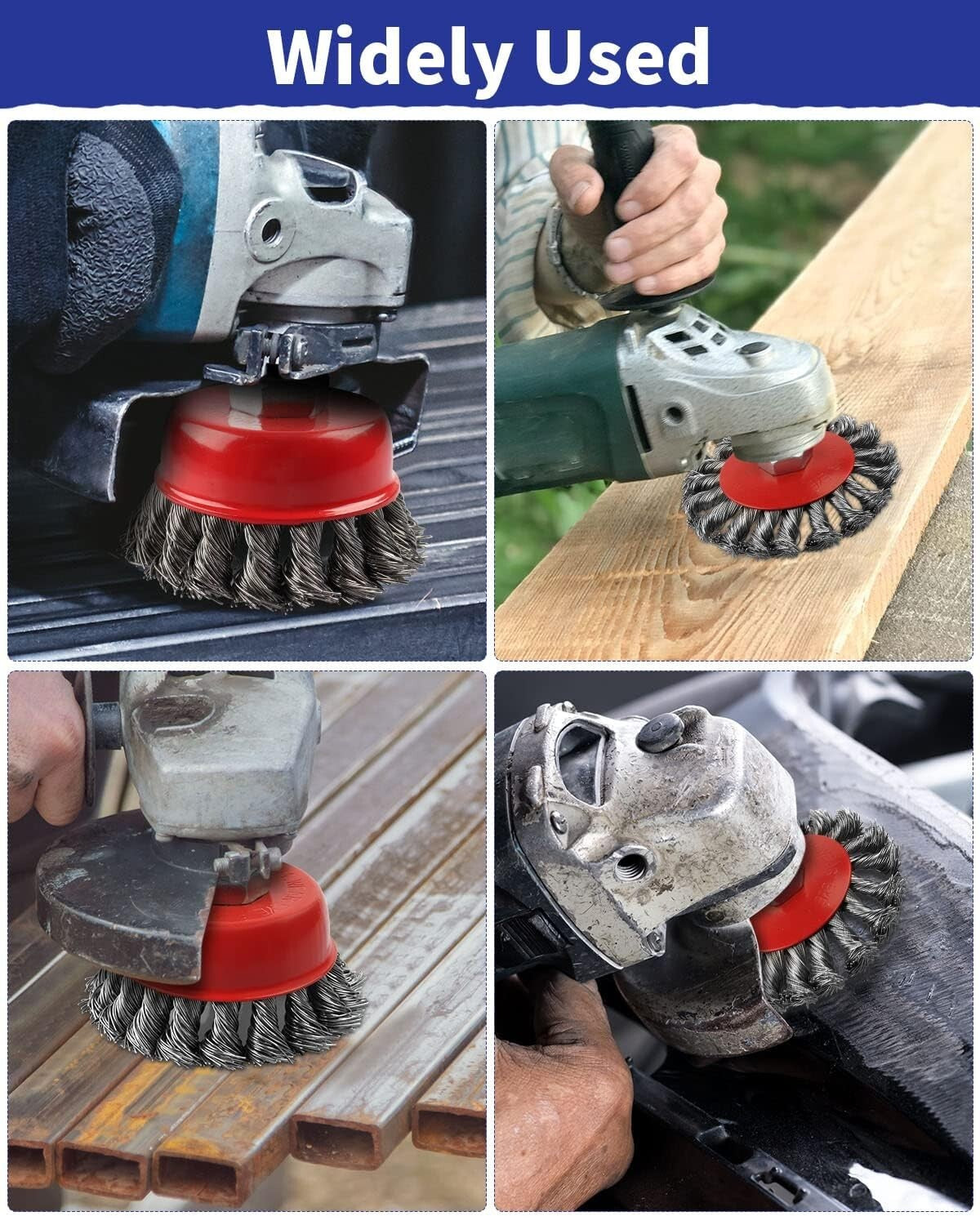 20 Pack 4" Heavy Duty Wire Wheel Cup Brush Set for Angle Grinders - Carbon Steel