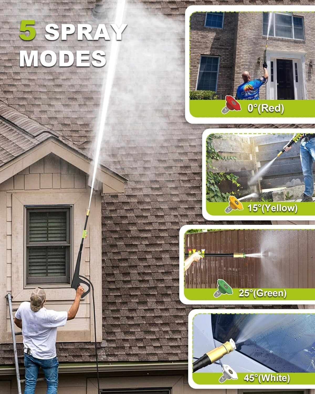 4800 PSI Electric Pressure Washer - Powerful 3.2 GPM Cleaning System in Green