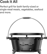 Load image into Gallery viewer, Compact Tabletop Cast Iron Grill &amp; Griddle - Charcoal Powered for Perfect Meals