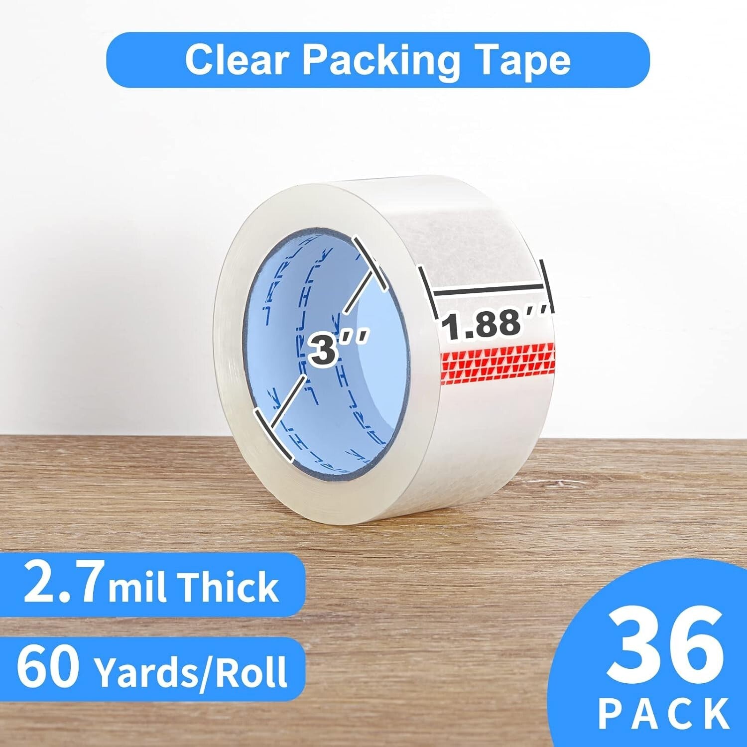 Clear BOPP Packing Tape - 36 Rolls, 2.7mil Thick, Perfect for Home & Office Use