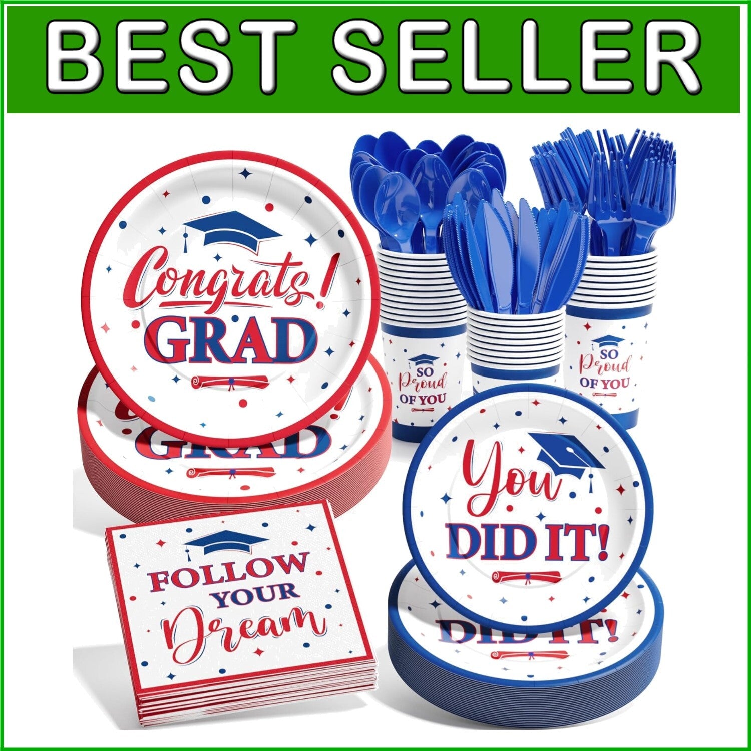 Celebratory 175 PCS Graduation Dinnerware - Easy Cleanup for Class of 2025