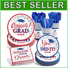 Load image into Gallery viewer, Celebratory 175 PCS Graduation Dinnerware - Easy Cleanup for Class of 2025