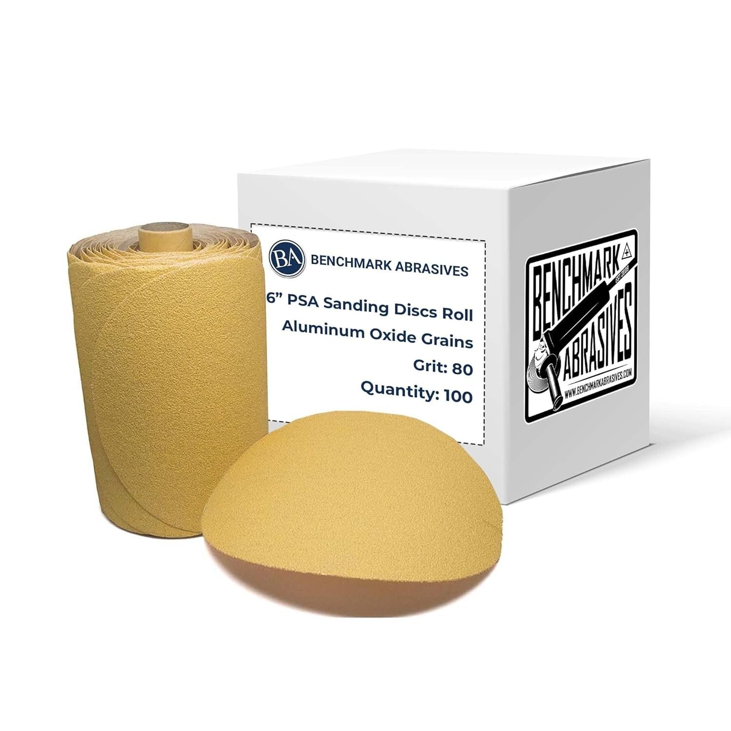 Durable 80 Grit Sanding Discs Roll - 6" PSA Aluminum Oxide for Orbital Sanders