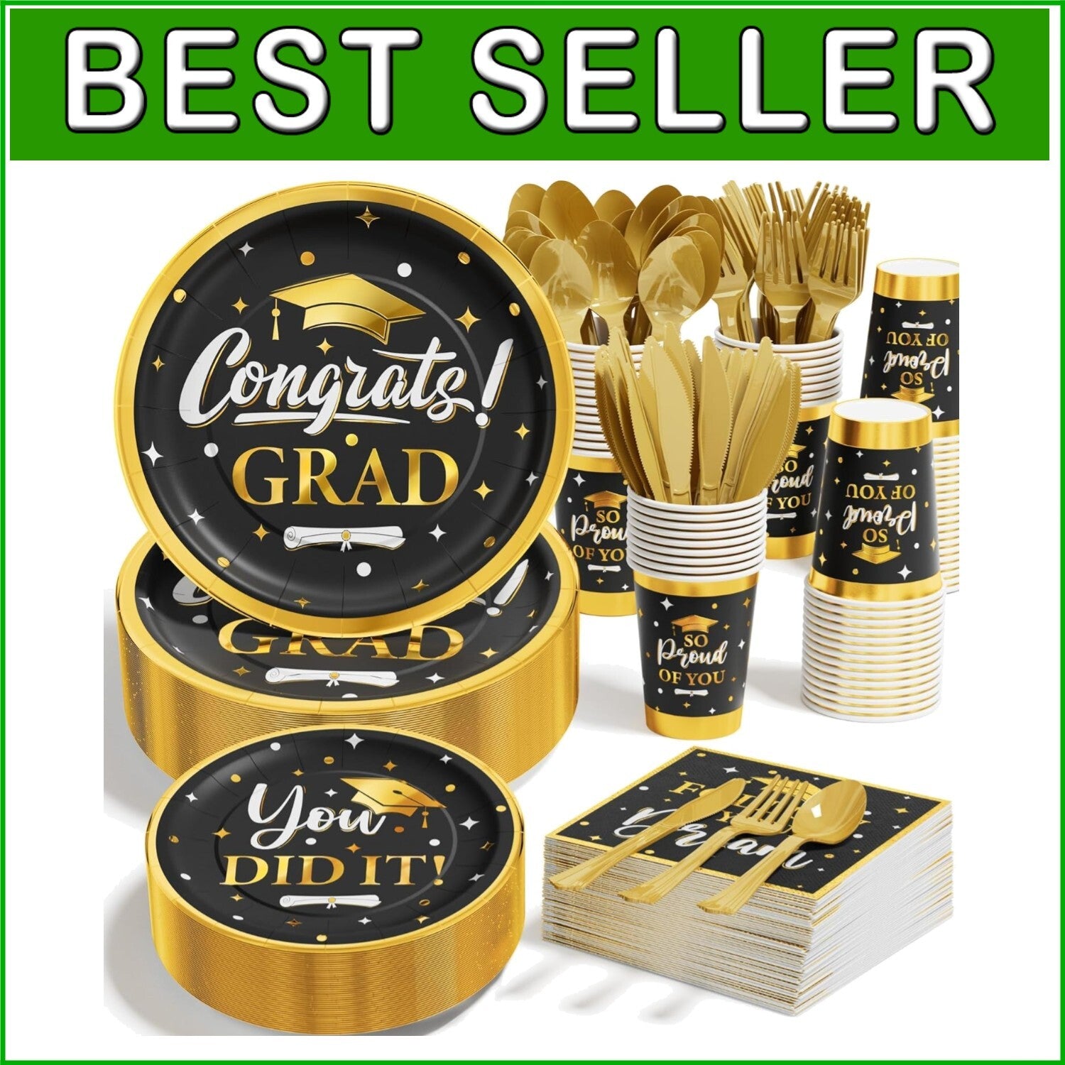 Class of 2025 Disposable Dinnerware - 350 PCS Set for Unforgettable Celebrations