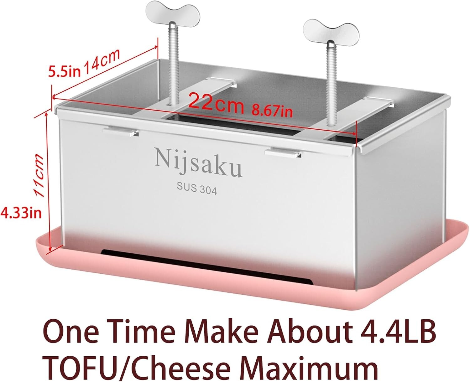304 Stainless Steel Vegan Cheese Press with Drip Tray & Tofu Press Towel