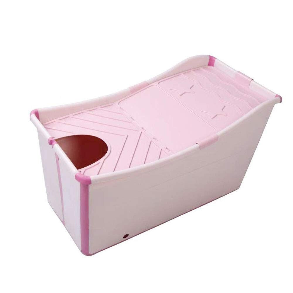 Freestanding Foldable Pink Bath Tub for Kids and Petite Adults - Space Saving