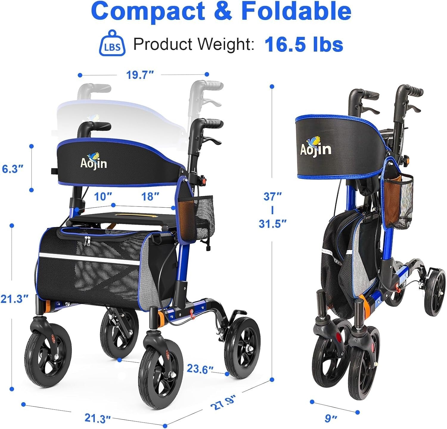 All-Terrain Senior Walker - Adjustable, Lightweight, and Safety First Features