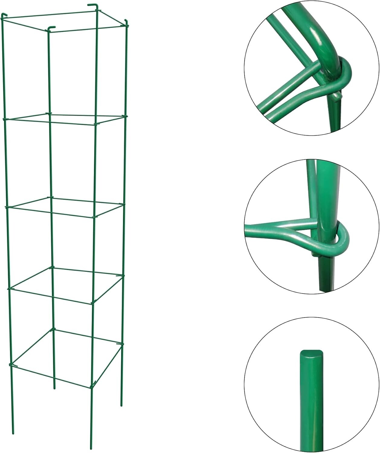 6-Pack 46-Inch Heavy-Duty Tomato Cages with Twist Ties for Climbing Plants