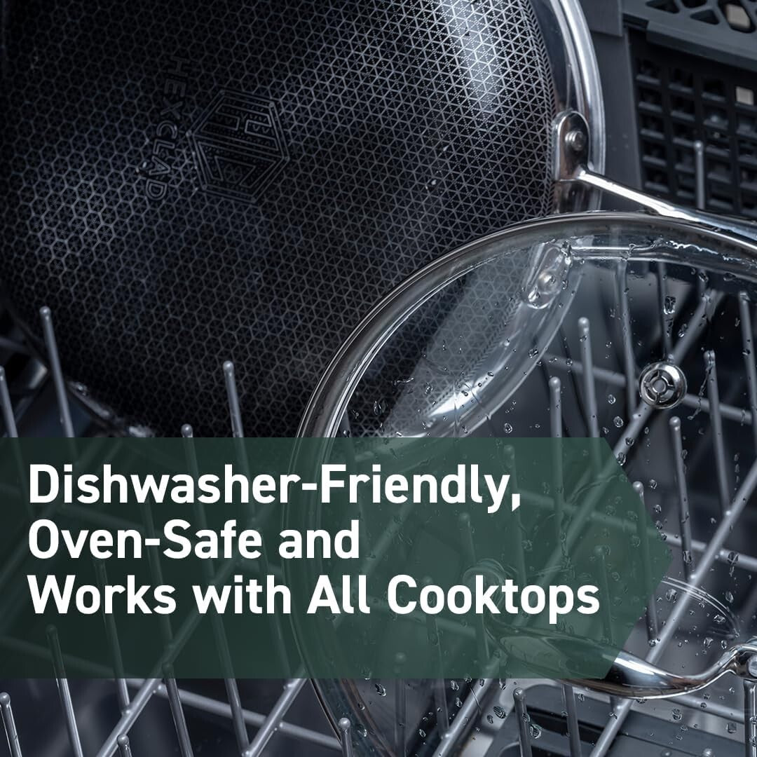 Stainless Steel Nonstick Pot Set with Glass Lids & Silicone Trivets - 8-Piece