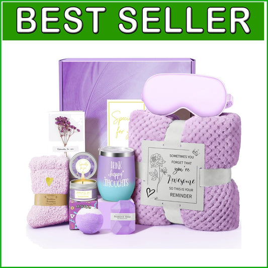Lavender Scented Relaxation Spa Gift Basket Set for Women – Birthday & Self Care