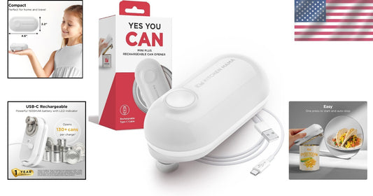 Effortless Mini Electric Can Opener with Auto Shut-Off and Smooth Edge Cutting