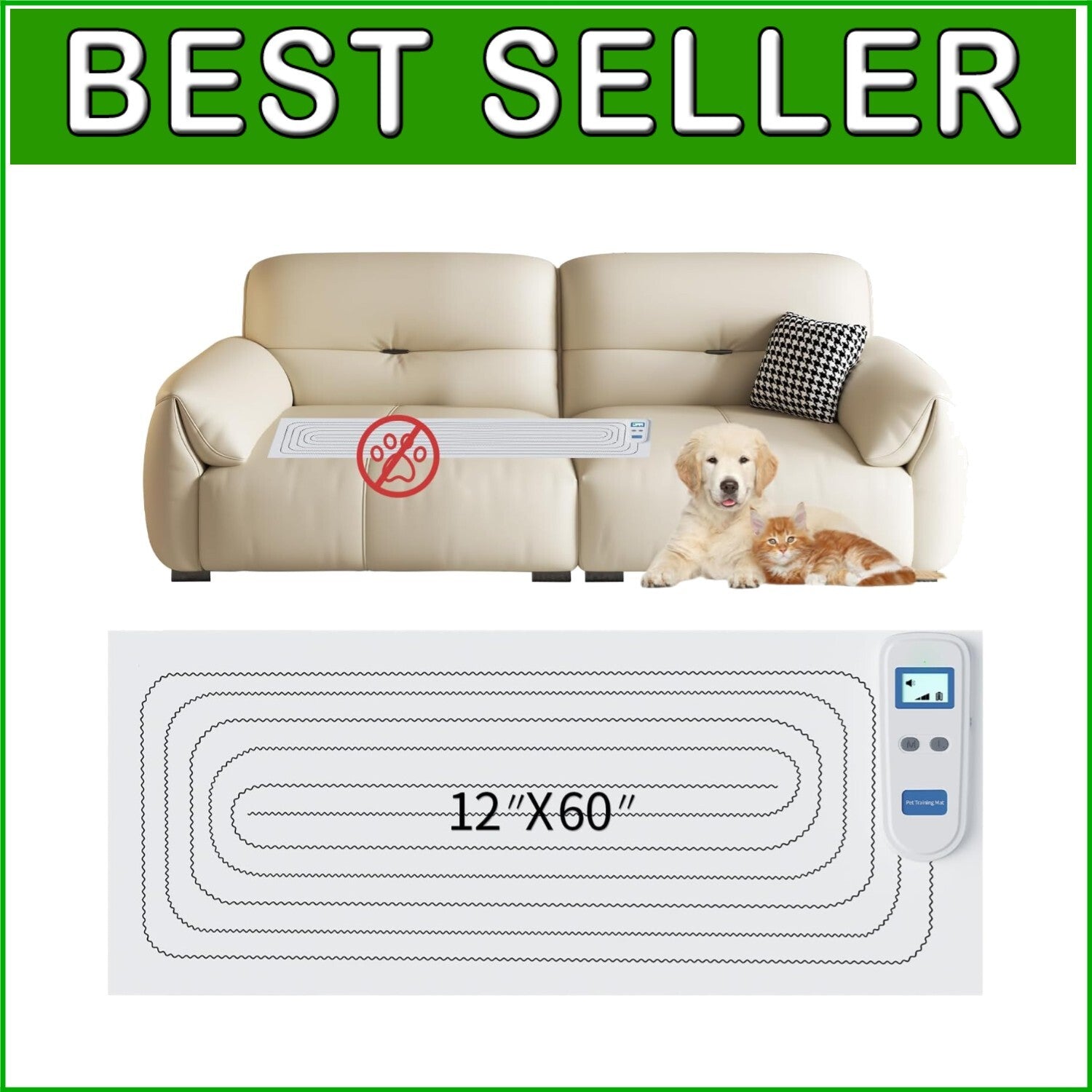 Blue Cat Scat Mat 12x60 with Adjustable Shock Levels - Effective Indoor Training