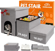 Load image into Gallery viewer, Wide Smok Gray Pet Steps - 3 Steps for High Beds &amp; Cars, Up to 200 lbs Capacity