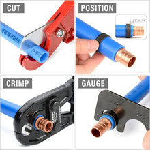 Load image into Gallery viewer, Ergonomic PEX Crimping Tool Kit for 3/8 to 1 in Copper Rings - ASTM Approved