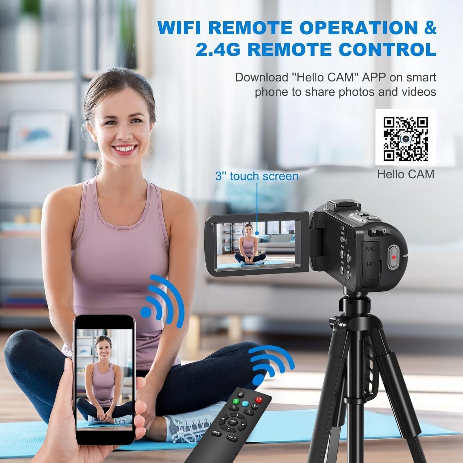 All-in-One 8K Video Camera with Remote Control, Night Vision & 32GB SD Card