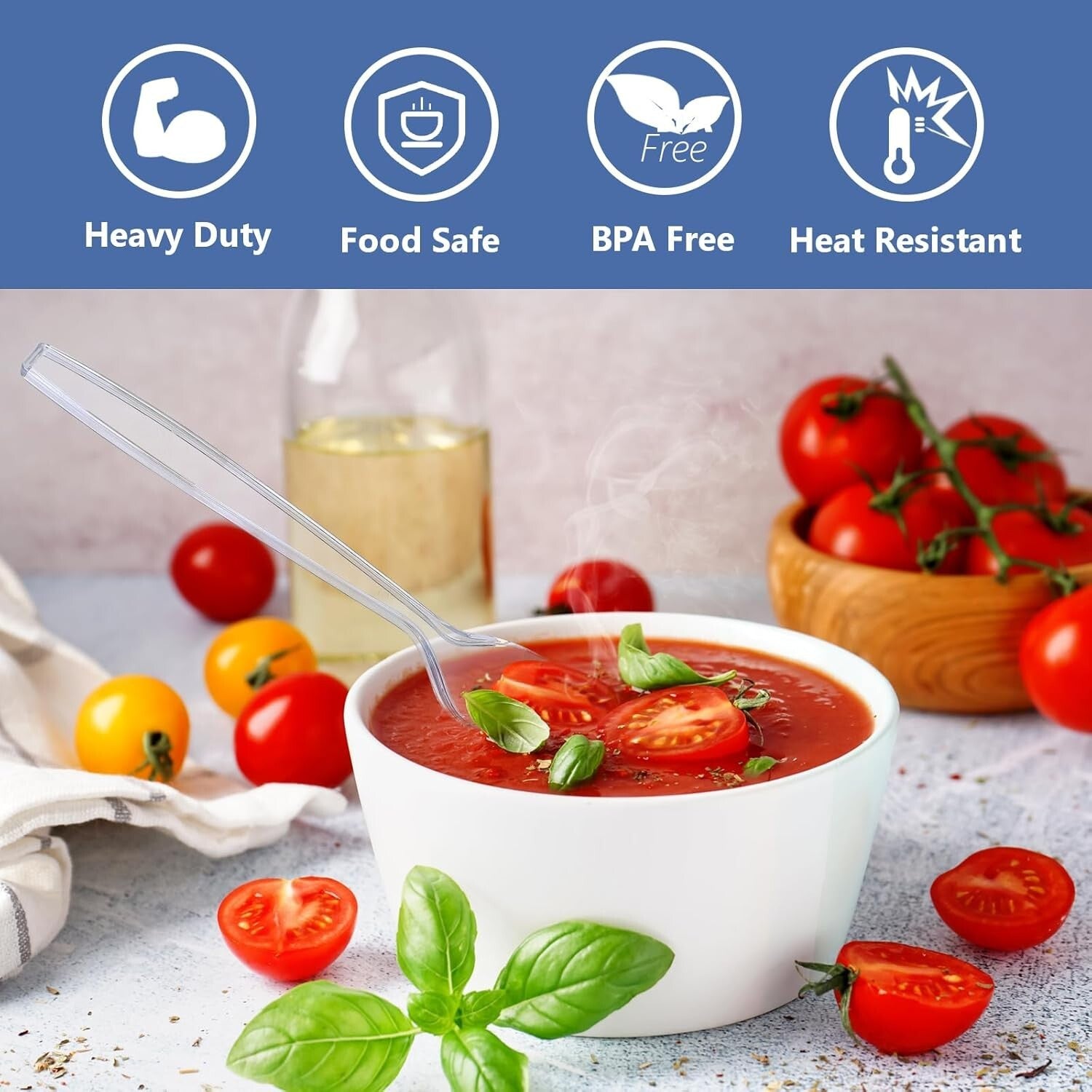 BPA-Free Plastic Silverware Spoons - 3000 Count for Family and Events