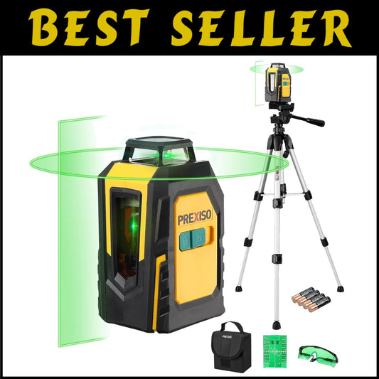 Bright Green 360° Laser Level with Tripod & Boxed Accessories for Accuracy