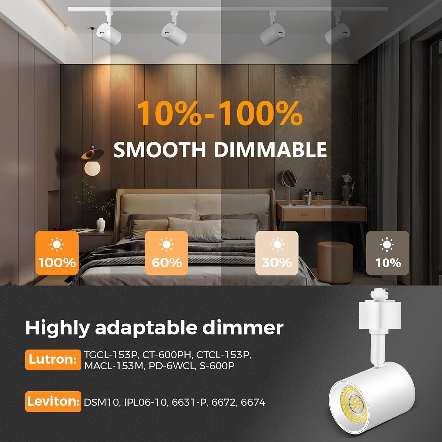 Adjustable 12-Pack LED Track Lighting Heads, Flicker-Free with 5 Color Options