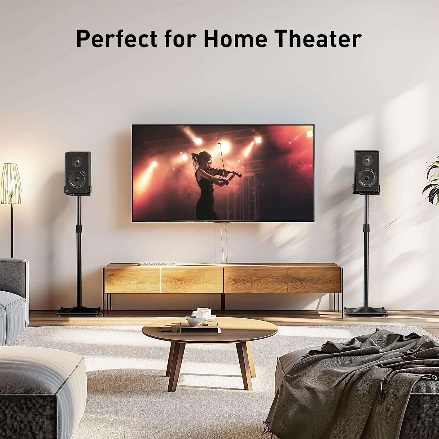 Pair of Adjustable Speaker Stands for Satellite & Bookshelf Speakers, 11LBS