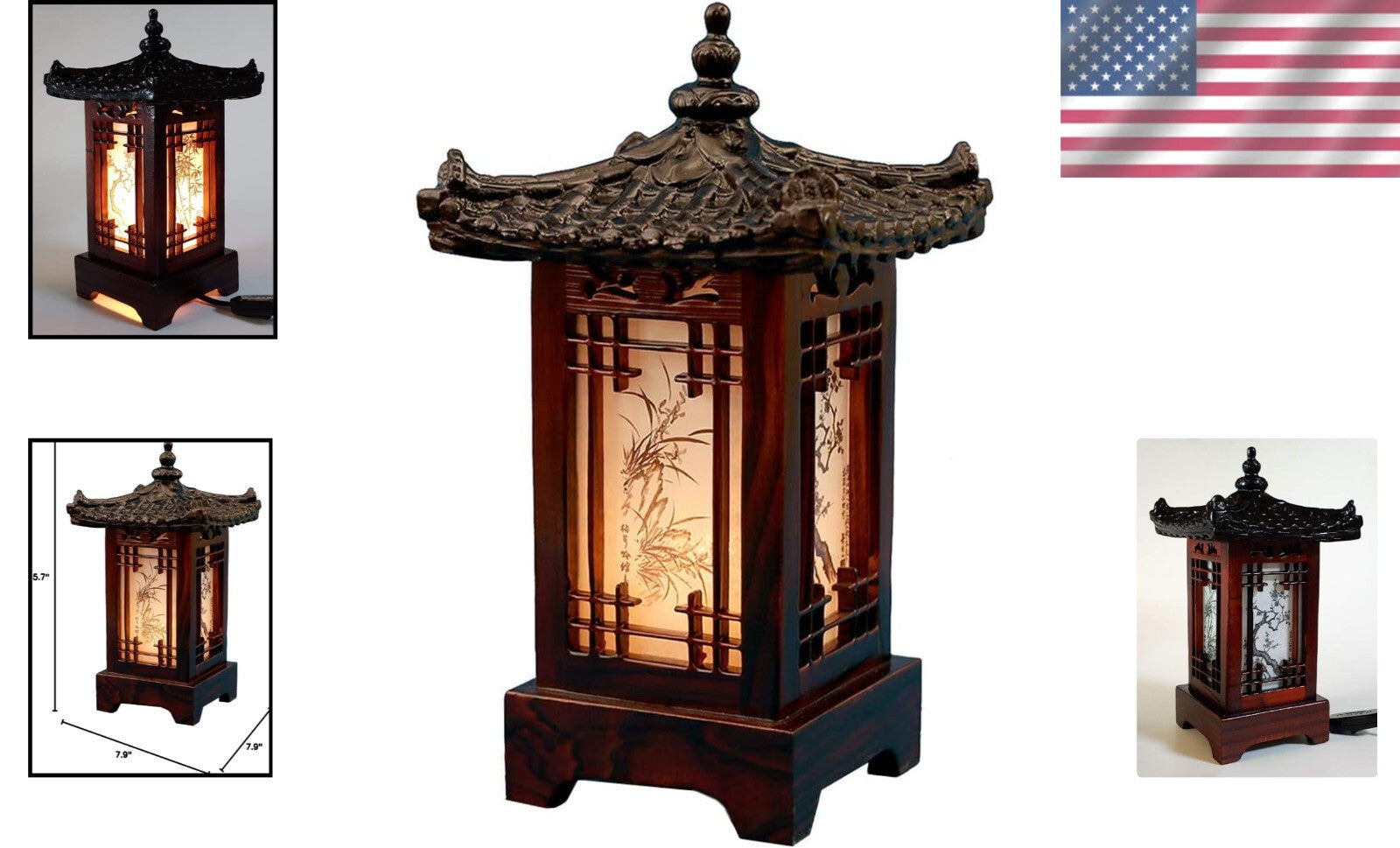 Art Deco Table Lamp with E12 Bulb - Korean Carved Wood Accent for Elegant Rooms