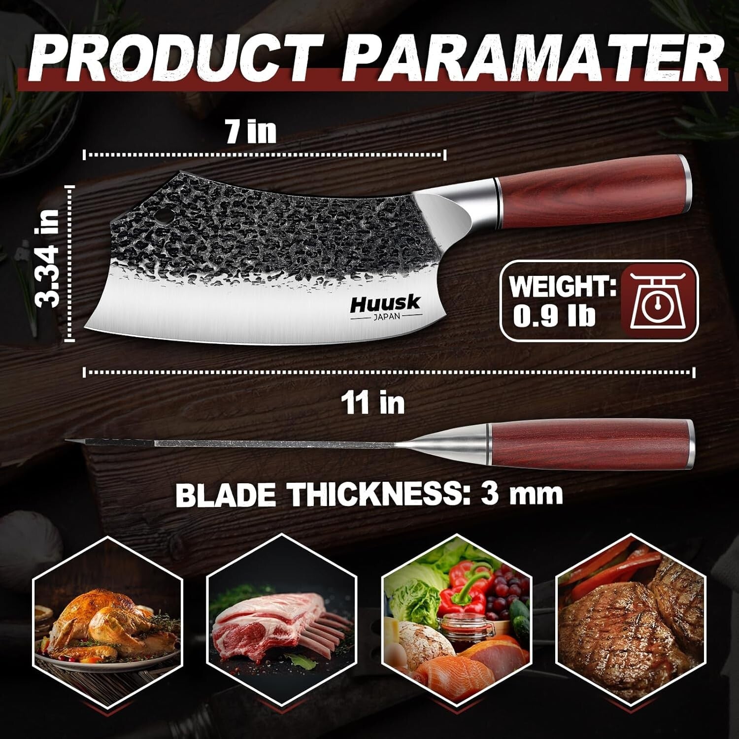 Elegant Handcrafted 7 Inch Meat Cleaver - Perfect for Home Cooks & Professionals