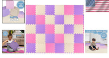 Load image into Gallery viewer, Soft &amp; Easy-Clean Kids Play Mat - 12x12 Interlocking Foam Tiles in Bright Colors