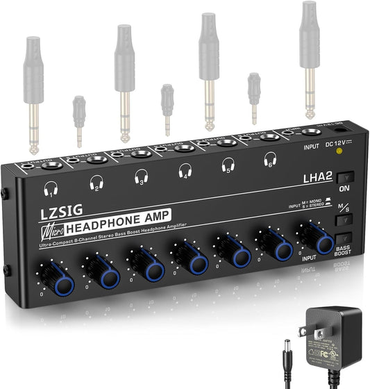 Compact Audio Splitter & Headphone Amp for Studio & Stage - 1/4" & 1/8" Output