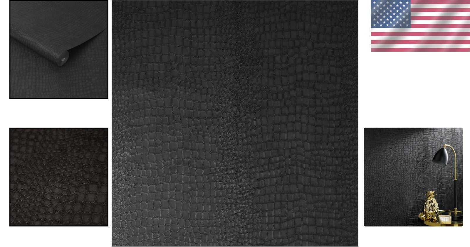 Charcoal Black Paste-the-Wall Wallpaper - Elegant Animal Pattern, Easy to Remove