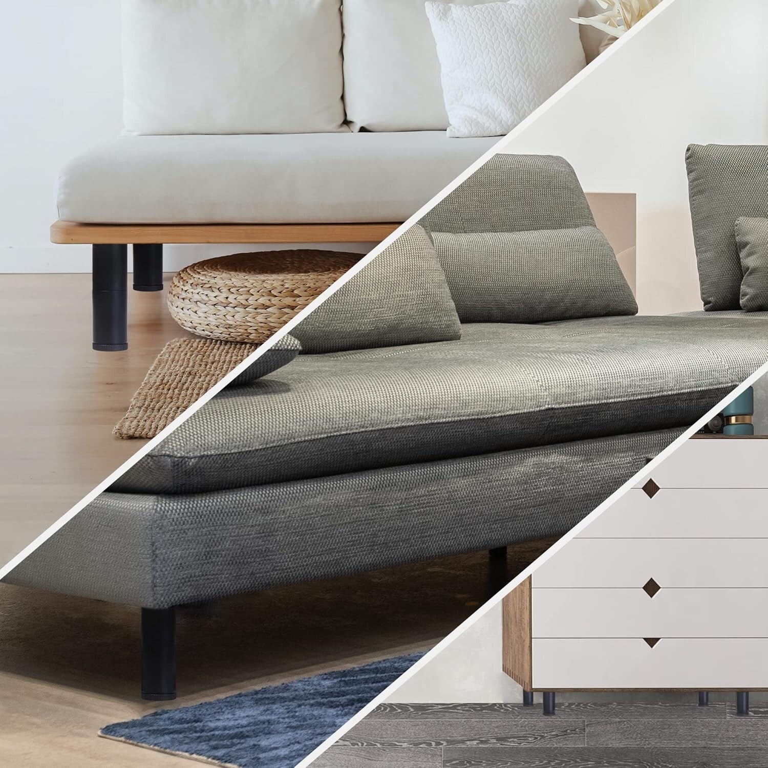 Durable 11-Inch Stainless Steel Bed Legs - M8 Thread, Set of 4 Adjustable Feet