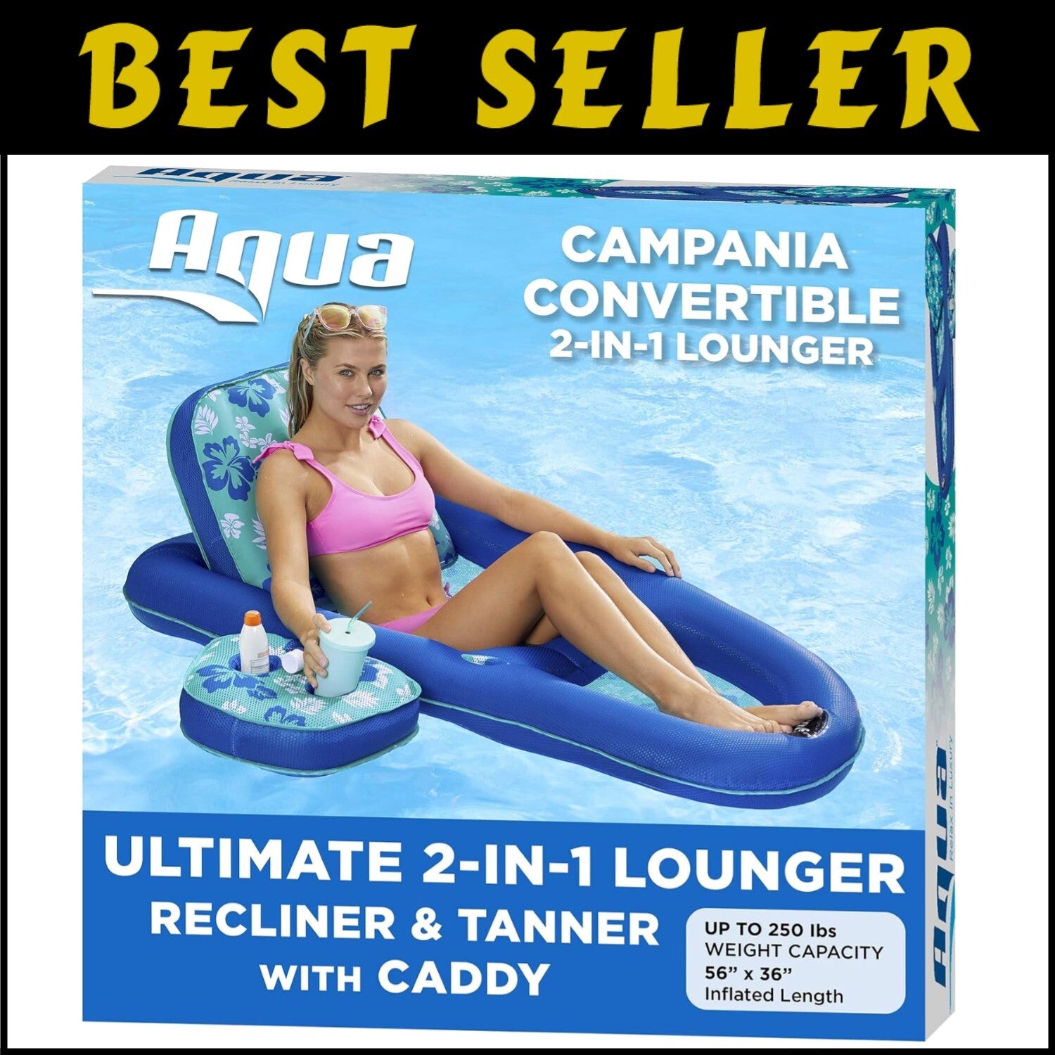 Aqua Teal Lounge Float - Extra Large Pool Recliner with Adjustable Features