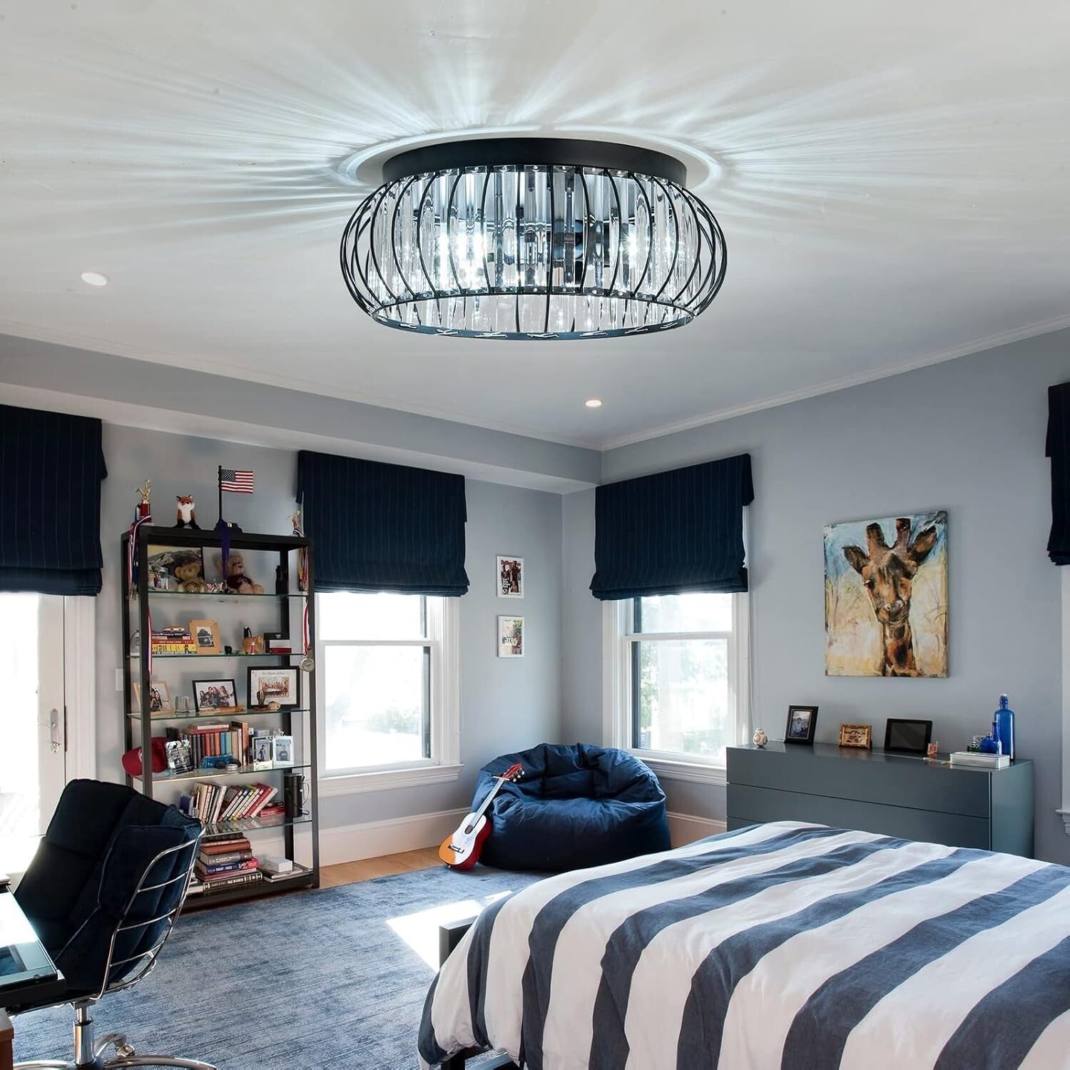 Elegant Indoor Crystal Flush Mount Light – Perfect for Hallways and Living Rooms