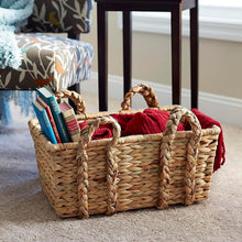 Load image into Gallery viewer, Natural Wicker Floor Basket with Thick Braided Handles for Practical Elegance