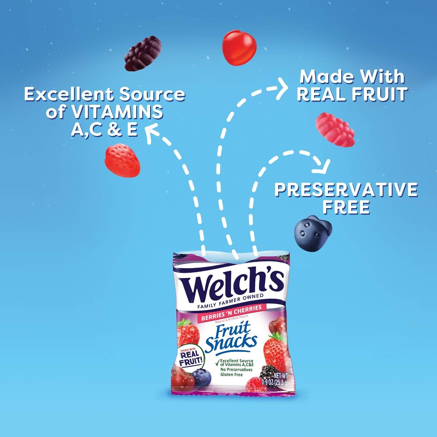 Bulk Pack of 144 Welch's Fruit Snacks, Berries 'n Cherries - Real Fruit Goodness