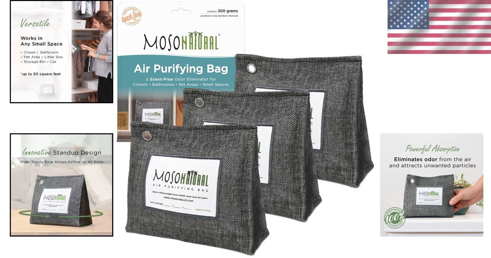 Versatile Bamboo Charcoal Air Purifying Bags for Home & Laundry Odor Control