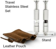 Load image into Gallery viewer, Portable Pump &amp; Grind Salt and Pepper Mill Set - Perfect for Picnics &amp; Travel