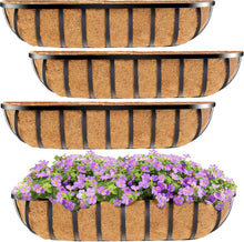 Load image into Gallery viewer, Elegant Rectangular 30" Railing Planter with Coco Liners - Add Rustic Charm!