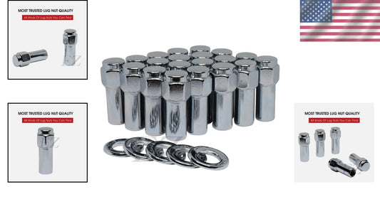 Durable 14mm x 1.5 Cragar SST Chrome Lug Nuts with Duplex Washers - 20 Pcs
